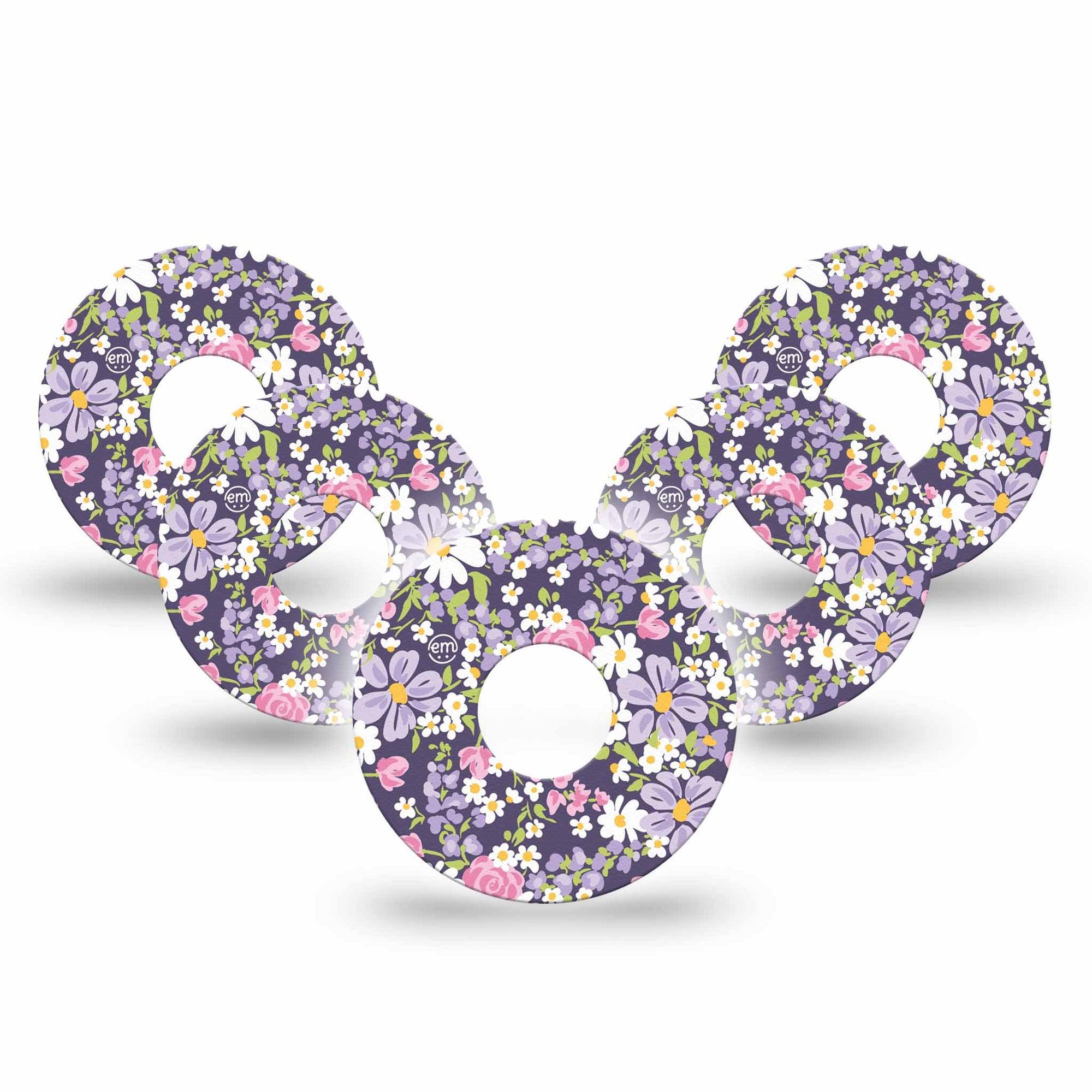 ExpressionMed Bows and Ribbons Dexcom G7 Flower Shape Tape, Dexcom Stelo Glucose Biosensor System, 5-Pack Tape Pink Stripes And Ribbon Bows, Adhesive Tape CGM Design