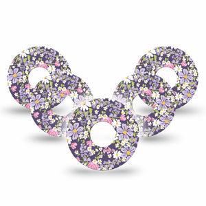 ExpressionMed Bows and Ribbons Dexcom G7 Flower Shape Tape, Dexcom Stelo Glucose Biosensor System, 5-Pack Tape Pink Stripes And Ribbon Bows, Adhesive Tape CGM Design