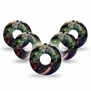 ExpressionMed Geo Dragon Freestyle Libre 3 and Libre 3 Plus Tape 5-Pack Tape DND Dragon, Adhesive Tape Continuous Glucose Monitor Design