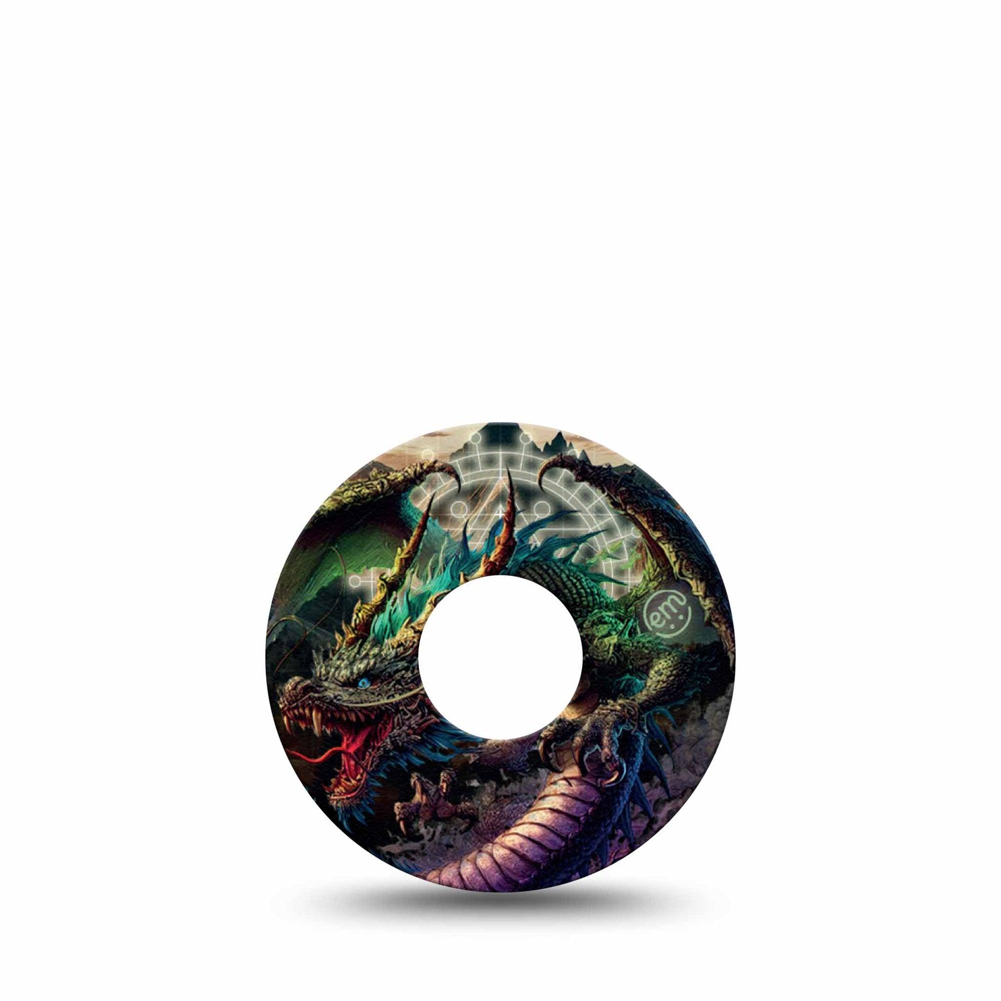 ExpressionMed Geo Dragon Freestyle Libre 3 and Libre 3 Plus Tape Single Tape DND Dragon, Adhesive Tape Continuous Glucose Monitor Design