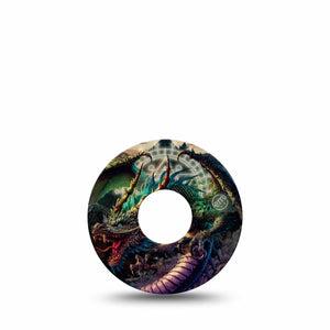 ExpressionMed Geo Dragon Freestyle Libre 3 and Libre 3 Plus Tape Single Tape DND Dragon, Adhesive Tape Continuous Glucose Monitor Design