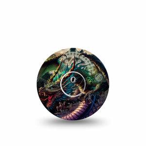 ExpressionMed Geo Dragon Freestyle Libre 3 and Libre 3 Plus Tape Single Tape and Single Sticker Geometric Pattern and Dragon, Adhesive Tape Continuous Glucose Monitor Design