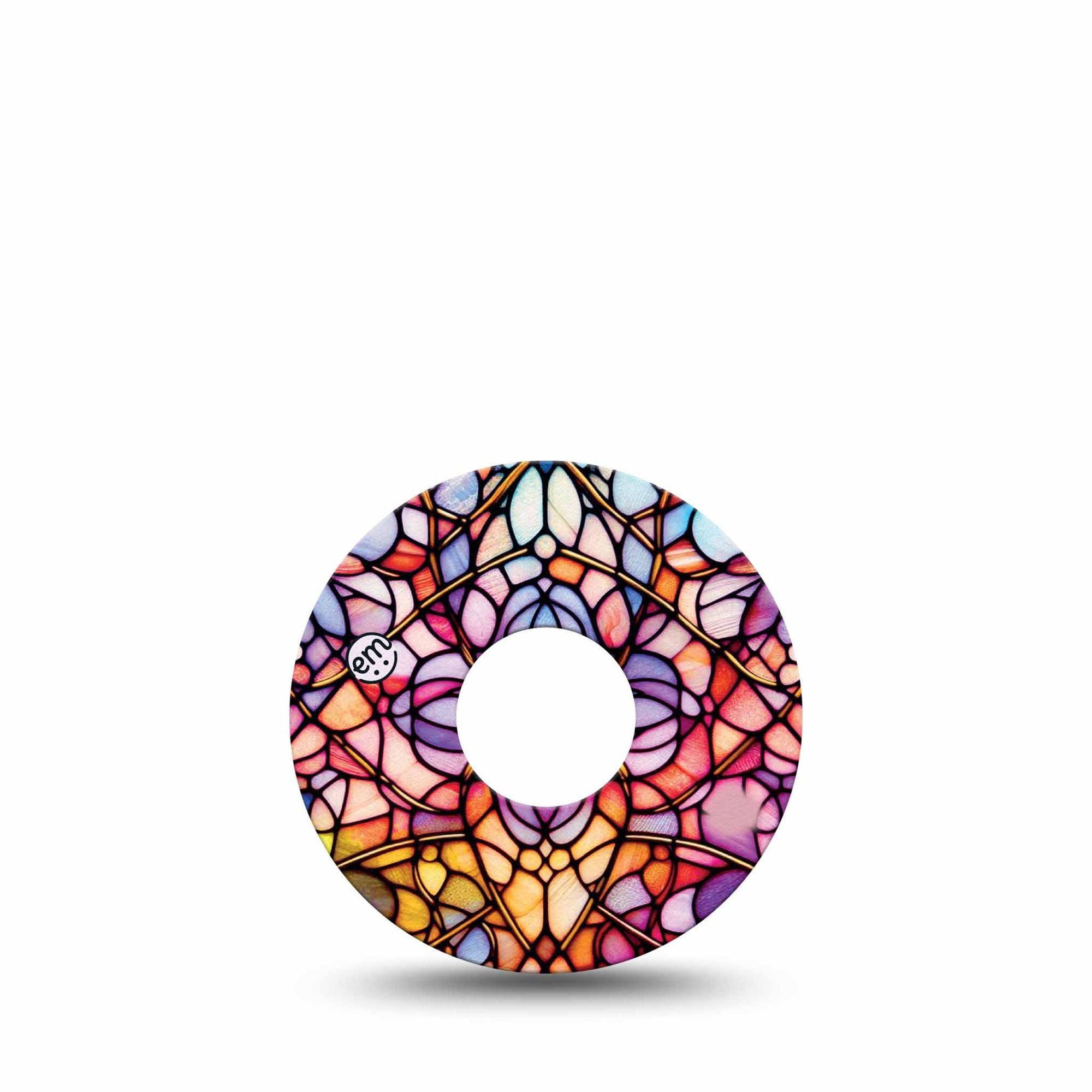 ExpressionMed Stained Glass Freestyle Libre 3 and Libre 3 Plus Tape Single Tape Colorful Warm Floral Glass Inspired, Adhesive Tape Continuous Glucose Monitor Design