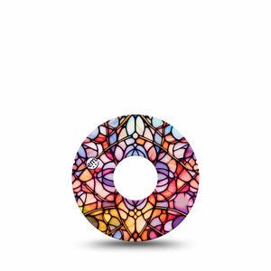ExpressionMed Stained Glass Freestyle Libre 3 and Libre 3 Plus Tape Single Tape Colorful Warm Floral Glass Inspired, Adhesive Tape Continuous Glucose Monitor Design