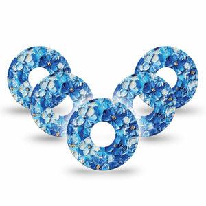 ExpressionMed Blue Paint Freestyle Libre 3 and Libre 3 Plus Tape 5-Pack Tape Modelling Paste Painted Flower Garden, Adhesive Tape Continuous Glucose Monitor Design