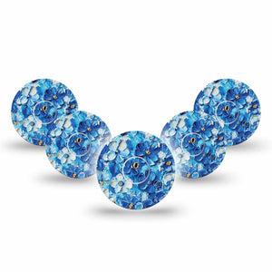 ExpressionMed Blue Paint Freestyle Libre 3 and Libre 3 Plus Tape 5-Pack Tape and 5-Pack Sticker Thick Acrylic Look Florals, Adhesive Tape Continuous Glucose Monitor Design