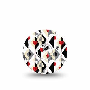 ExpressionMed Playing Cards Freestyle Libre 3 and Libre 3 Plus Tape Single Tape and Single Sticker Fun Geometric Suites Pattern, Adhesive Tape Continuous Glucose Monitor Design