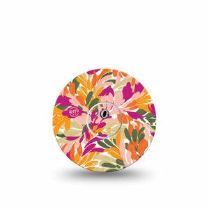 ExpressionMed Retro Brush Stroke Freestyle Libre 3 and Libre 3 Plus Tape Single Tape and Single Sticker Tropical-Inspired Bright Pattern, Adhesive Tape Continuous Glucose Monitor Design