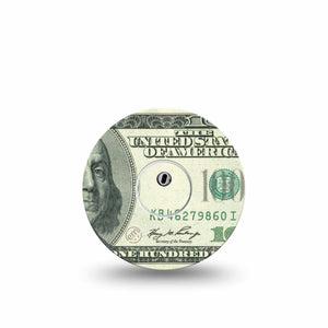 ExpressionMed Feeling $100 Freestyle Libre 3 and Libre 3 Plus Tape Single Tape and Single Sticker Green Money Print, Adhesive Tape Continuous Glucose Monitor Design