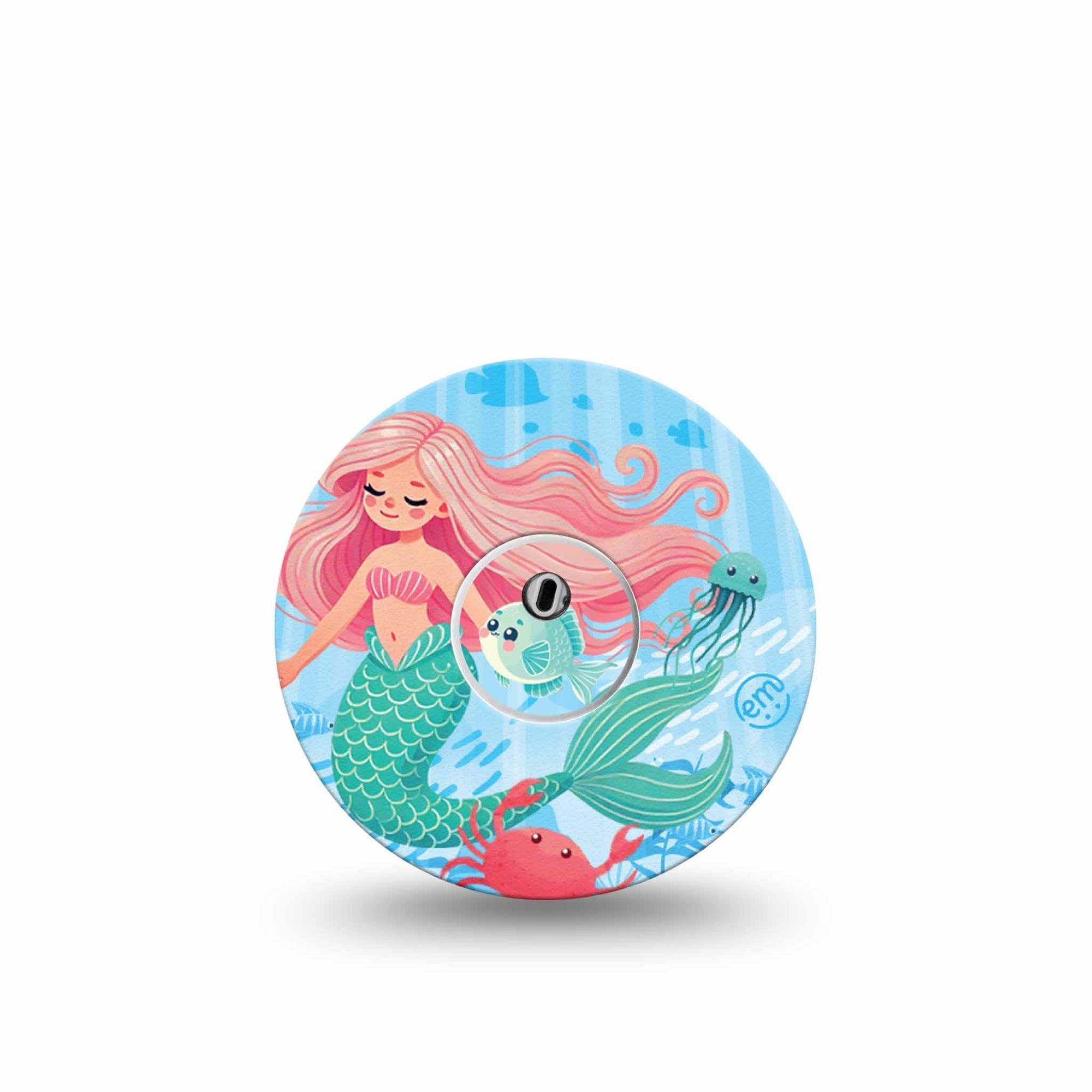 ExpressionMed Mermaid Freestyle Libre 3 and Libre 3 Plus Tape Single Tape and Single Sticker Sea Creature Cartoon, Adhesive Tape Continuous Glucose Monitor Design