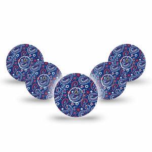 ExpressionMed Independence Paisley Freestyle Libre 3 and Libre 3 Plus Tape 5-Pack Tape and 5-Pack Sticker Fun Summer Paisley, Adhesive Tape Continuous Glucose Monitor Design