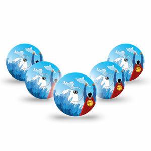 ExpressionMed Super Man Freestyle Libre 3 and Libre 3 Plus Tape 5-Pack Tape and 5-Pack Sticker Metropolis Superhero, Adhesive Tape Continuous Glucose Monitor Design