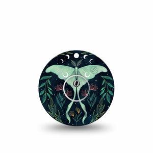 ExpressionMed Luna Moth Freestyle Libre 3 and Libre 3 Plus Tape Single Tape and Single Sticker Unique Green Moth, Adhesive Tape Continuous Glucose Monitor Design