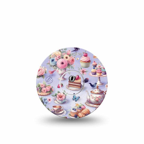 ExpressionMed Floral Tea Party Freestyle Libre 3 and Libre 3 Plus Tape Single Tape and Single Sticker Adorable Tea Party Setup, Adhesive Tape Continuous Glucose Monitor Design
