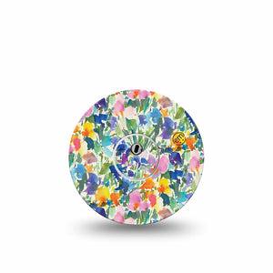 ExpressionMed Summer Fling Freestyle Libre 3 and Libre 3 Plus Tape, Single Tape and Single Sticker Brushstroke Garden, Adhesive Tape Continuous Glucose Monitor Design