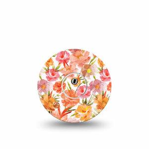 ExpressionMed Peach Dusk Freestyle Libre 3 and Libre 3 Plus Tape, Single Tape and Single Sticker Pink Orange Flowers, Adhesive Tape Continuous Glucose Monitor Design