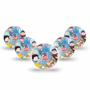 ExpressionMed Snow White Freestyle Libre 3 and Libre 3 Plus Tape, 5-Pack Tape and 5-Pack Sticker Snow White Evil Queen, Adhesive Tape Continuous Glucose Monitor Design