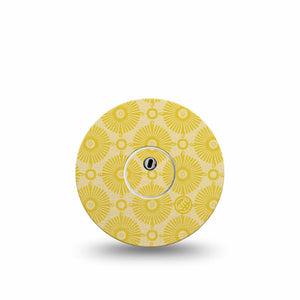ExpressionMed Yellow Sundress Freestyle Libre 3 and Libre 3 Plus Tape, Single Tape and Single Sticker Beaming Gold Shapes, Adhesive Tape Continuous Glucose Monitor Design