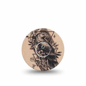 ExpressionMed Hawk Freestyle Libre 3 and Libre 3 Plus Tape, Single Tape and Single Sticker Cute Floral Bird Body Art, Adhesive Tape Continuous Glucose Monitor Design