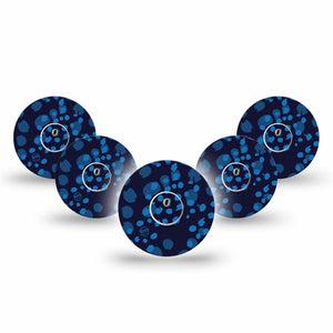 ExpressionMed Blue Drops Freestyle Libre 3 and Libre 3 Plus Tape, 5-Pack Tape and 5-Pack Sticker Shades Of Blue Print, Adhesive Tape Continuous Glucose Monitor Design