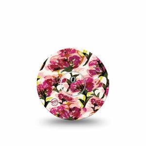 ExpressionMed Maroon Flowers Freestyle Libre 3 and Libre 3 Plus Tape, Single Tape and Single Sticker Red Flowers With Stems, Adhesive Tape Continuous Glucose Monitor Design