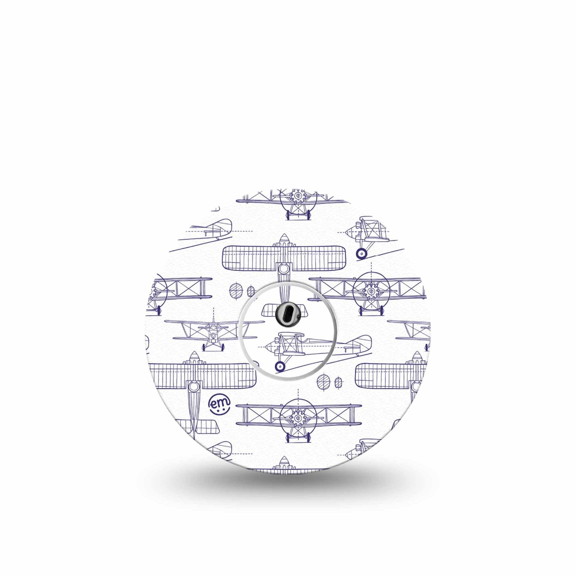 ExpressionMed Airplane Freestyle Libre 3 and Libre 3 Plus Tape, Single Tape and Single Sticker Glider Planes, Adhesive Tape Continuous Glucose Monitor Design