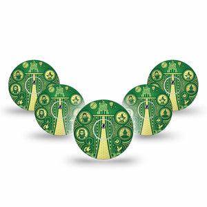 ExpressionMed Dorothy and Friends Freestyle Libre 3 and Libre 3 Plus Tape, 5-Pack Tape and 5-Pack Sticker Wizard Of Oz Story Themed, Adhesive Tape Continuous Glucose Monitor Design