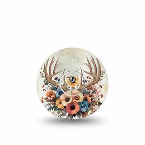 ExpressionMed Floral Antlers Freestyle Libre 3 and Libre 3 Plus Tape, Single Tape and Single Sticker Muted Toned Wreath, Adhesive Tape Continuous Glucose Monitor Design