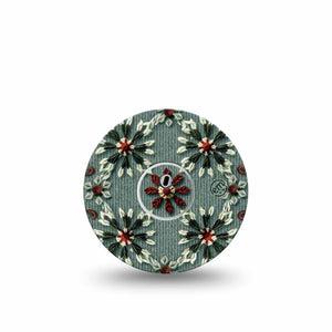 ExpressionMed Green Embroidery Freestyle Libre 3 and Libre 3 Plus Tape, Single Tape and Single Sticker Embroidered Florals, Adhesive Tape Continuous Glucose Monitor Design