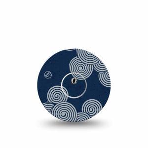 ExpressionMed Blue Swirls Freestyle Libre 3 and Libre 3 Plus Tape, Single Tape and Single Sticker Deep Blue Twists, Adhesive Tape Continuous Glucose Monitor Design