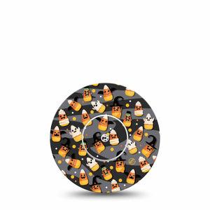 ExpressionMed Candy Corn Libre Tape, Single, Orange halloween candy, CGM Fixing Ring Plaster Design, Abbott Lingo with center sticker