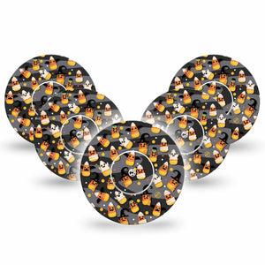 ExpressionMed Candy Corn Libre Tape, 5-Pack, Corn Candies, CGM Adhesive Patch Design, Abbott Lingo with center stickers