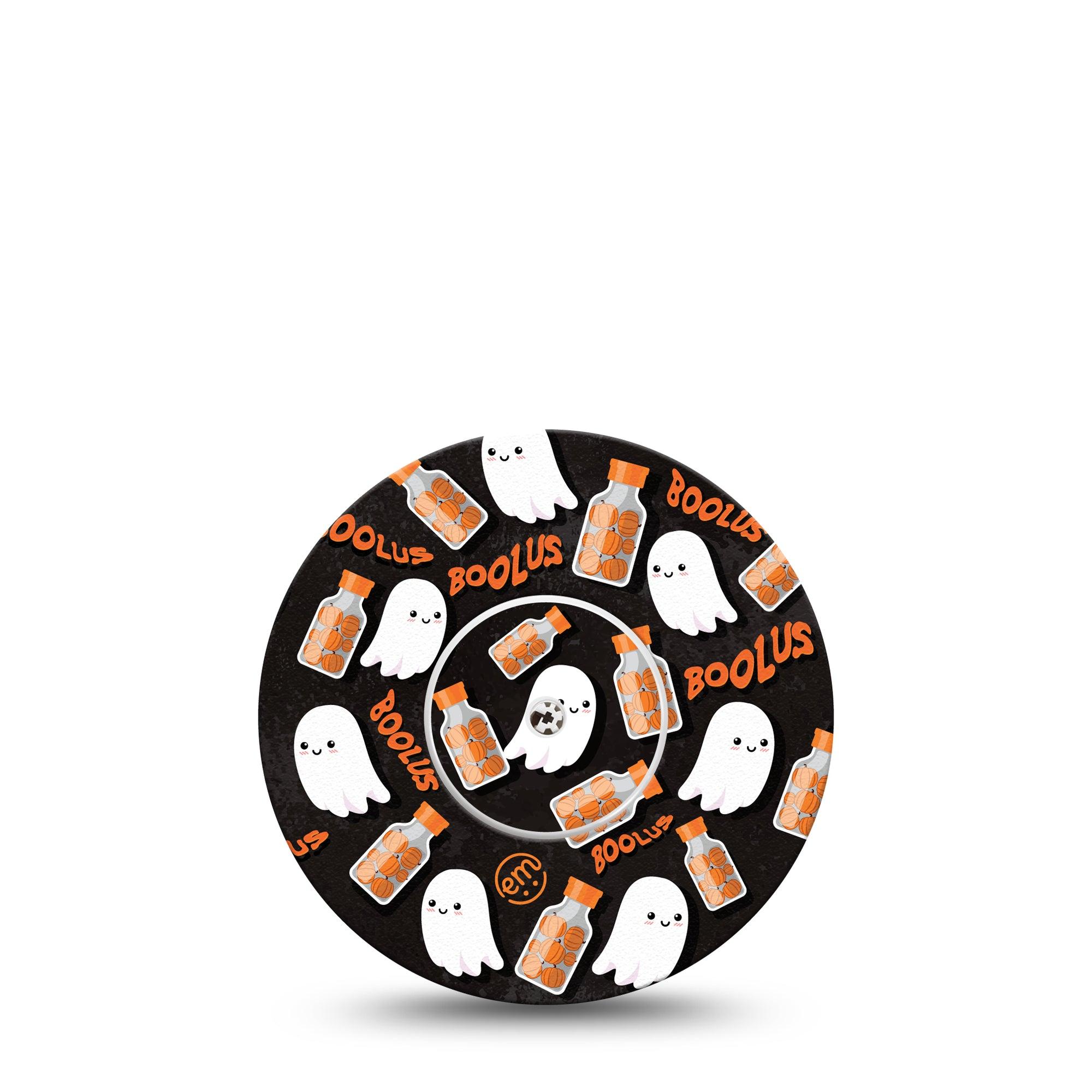 ExpressionMed Boolus Freestyle Libre and Libre 2 Plus Tape, Abbott Lingo, Single Tape and Single Sticker cute ghosts, Fixing Ring Tape Continuous Glucose Monitor Design