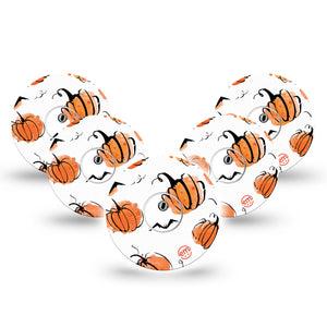 ExpressionMed Pumpkins Freestyle Libre 3 and Libre 3 Plus Tape, 5-Pack Tape and 5-Pack Sticker Water Colored Pumpkins Themed, Adhesive Tape Continuous Glucose Monitor Design
