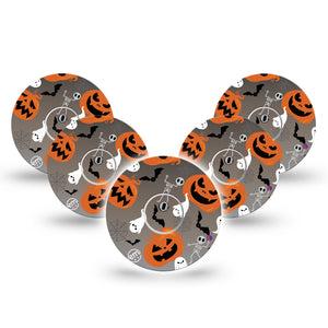 ExpressionMed Halloweeny Freestyle Libre 3 and Libre 3 Plus Tape, 5-Pack Tape and 5-Pack Sticker Spooky Season Themed, Adhesive Tape Continuous Glucose Monitor Design