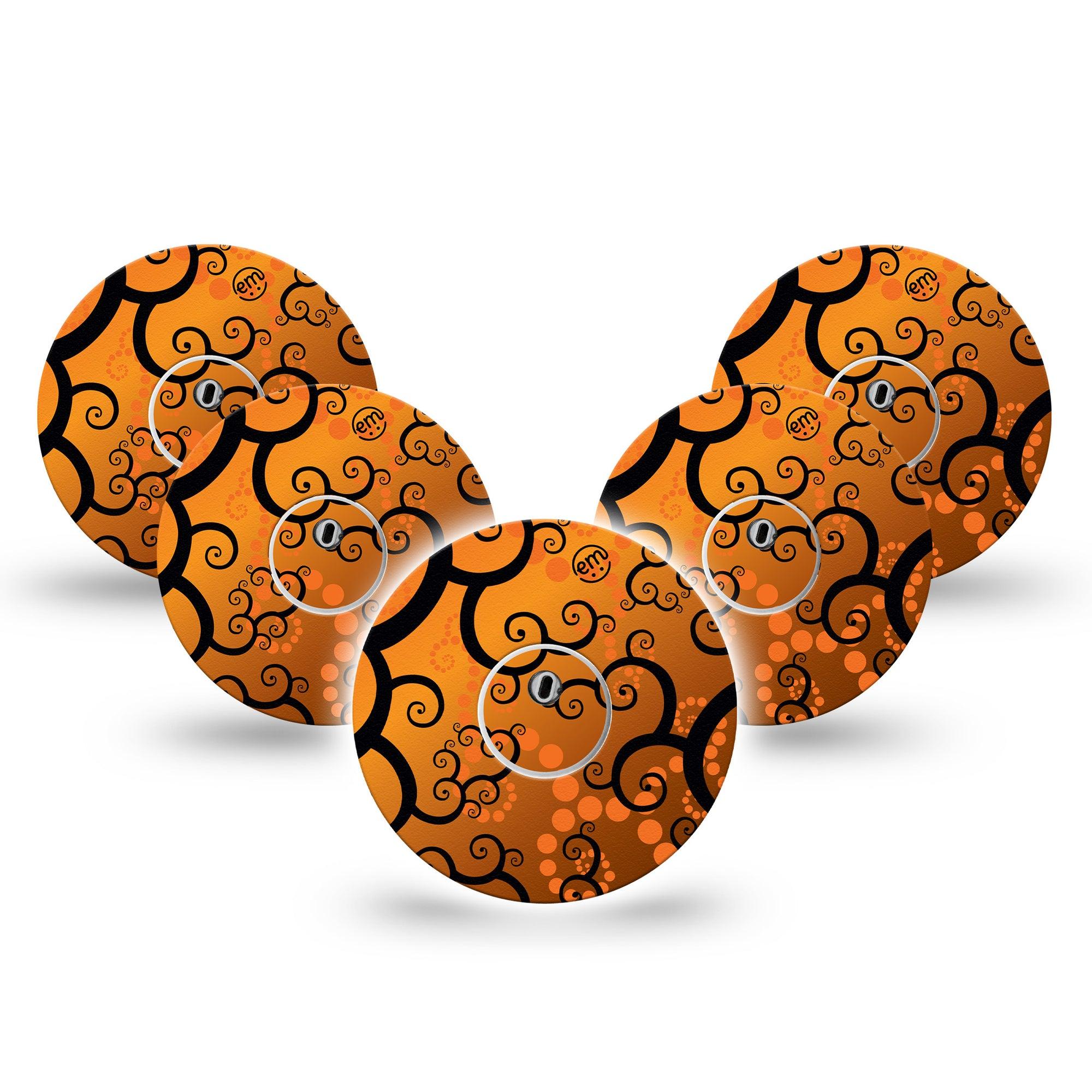 ExpressionMed Halloween Dreams Freestyle Libre 3 and Libre 3 Plus Tape, 5-Pack Tape and 5-Pack Sticker Spooky Spiral Dreams Inspired, Adhesive Tape Continuous Glucose Monitor Design