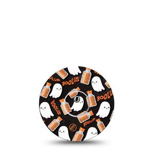 ExpressionMed Boolus Freestyle Libre 3 and Libre 3 Plus Tape Single Tape and Single Sticker Diabetes Medicine Themed Ghost, Adhesive Tape Continuous Glucose Monitor Design
