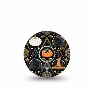 ExpressionMed Art Deco Halloween Freestyle Libre 3 and Libre 3 Plus Tape, Single Tape and Single Sticker Art Deco Era Halloween, Adhesive Tape Continuous Glucose Monitor Design