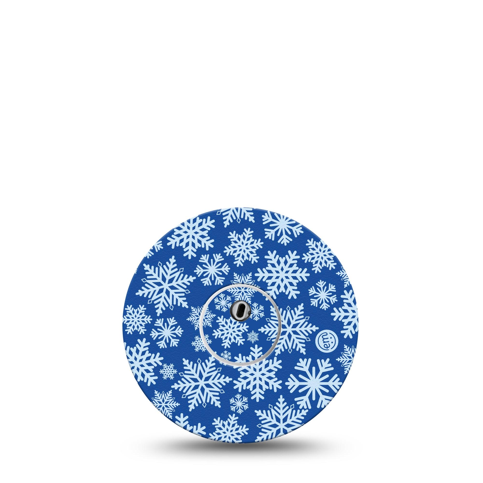 ExpressionMed Libre 3 Transmitter Sticker Blue Ice Frost, Crystal Snow, Holiday Themed Design, Tape and Sticker