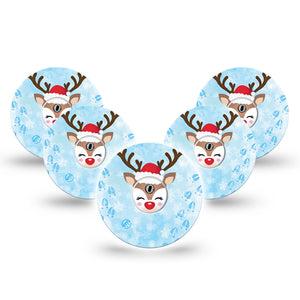 ExpressionMed Flurry the Reindeer Freestyle Libre 3 and Libre 3 Plus Tape, 5-Pack Tape and 5-Pack Sticker Hands in Snow,Christmas Reindeer, Adhesive Tape Continuous Glucose Monitor Design