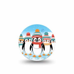 ExpressionMed Penguins In Row Freestyle Libre 3 Tape Single Tape and Single Sticker Seasonal Cute Penguins, Adhesive Tape CGM Design
