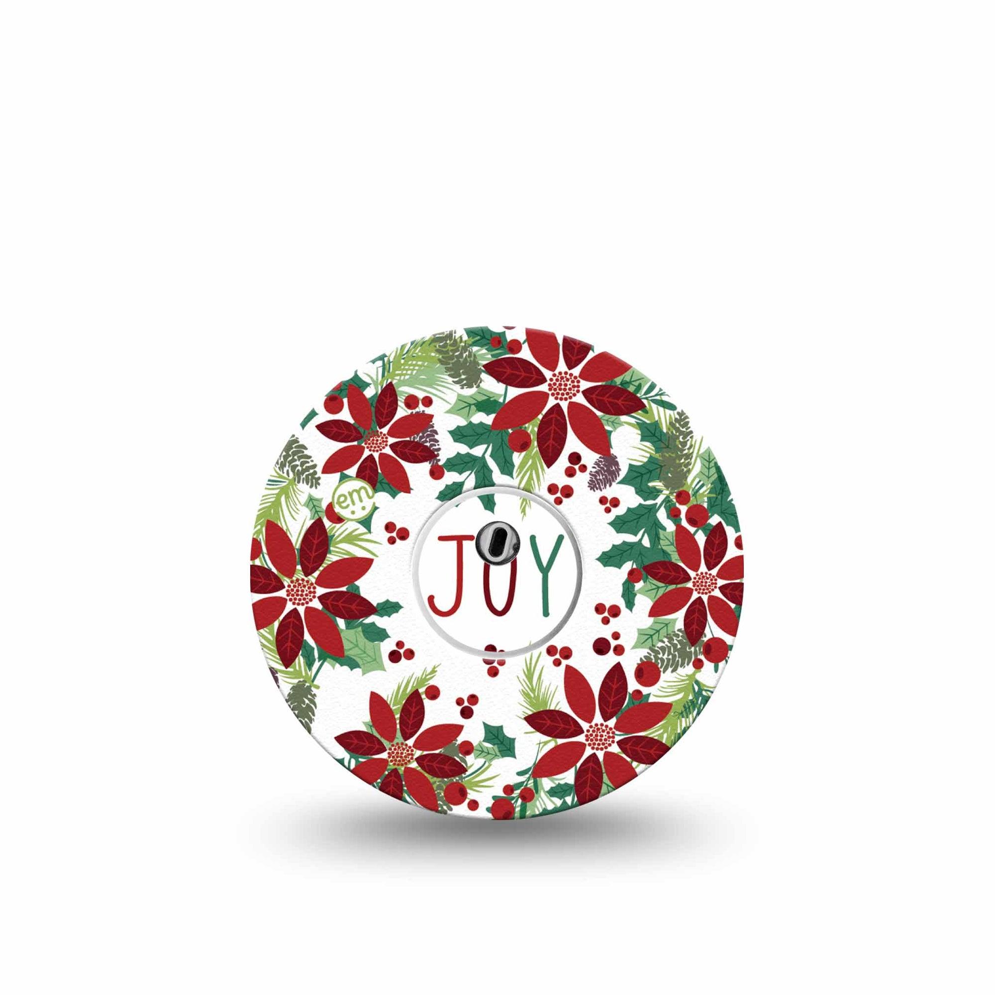 ExpressionMed Christmas Wreath Freestyle Libre 3 Tape Single Tape and Single Sticker Xmas Loop Plant Themed Wreath, Adhesive Tape CGM Design