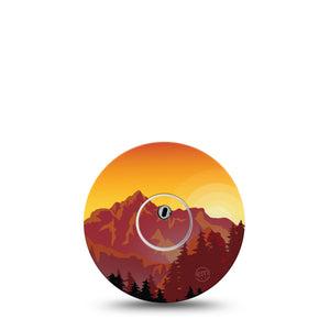 ExpressionMed Libre 3 Transmitter Sticker Sunset Mood, Nature, Mountain Forest Themed Design, Tape and Sticker