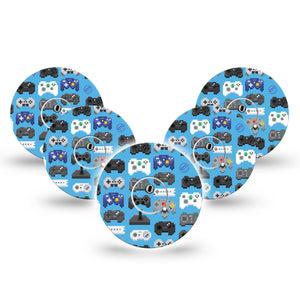 ExpressionMed Gamer Freestyle Libre 3 and Libre 3 Plus Tape, 5-Pack Tape and 5-Pack Sticker Pixelated Controllers Inspired, Adhesive Tape Continuous Glucose Monitor Design