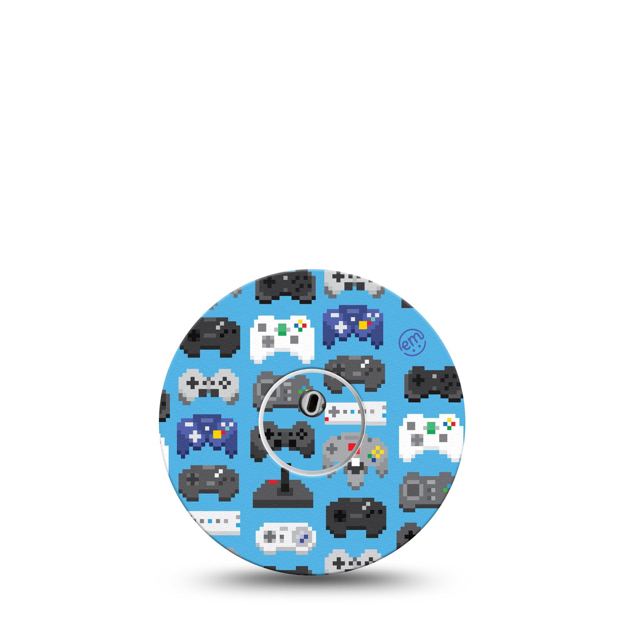 ExpressionMed Libre 3 Transmitter Sticker Blue and White Gaming Joystick, Themed Design - Tape and Sticker