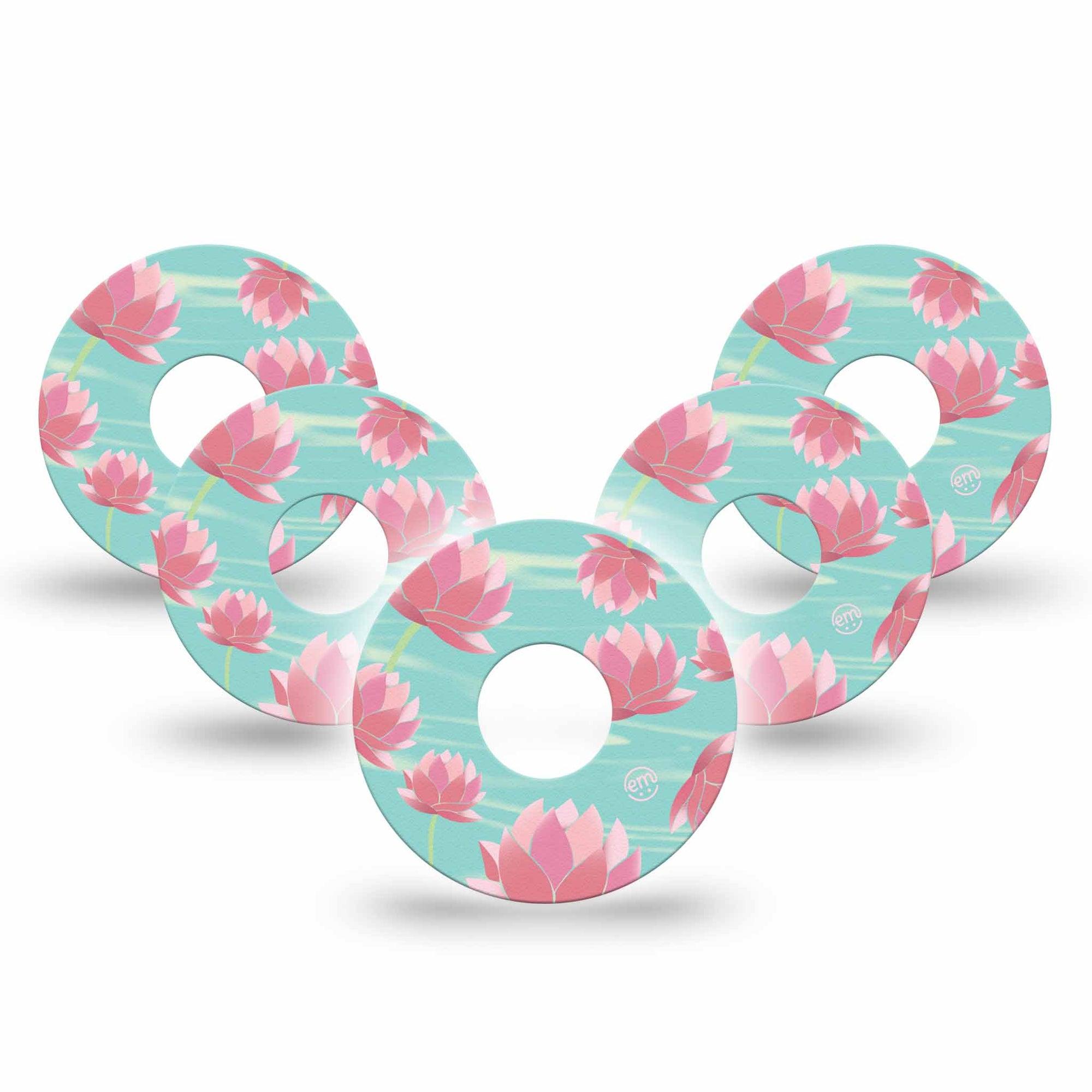 ExpressionMed Meditation Lotus Libre 3 Tape, 5-Pack, Gloomy Lotuses Inspired, CGM Plaster Patch Design