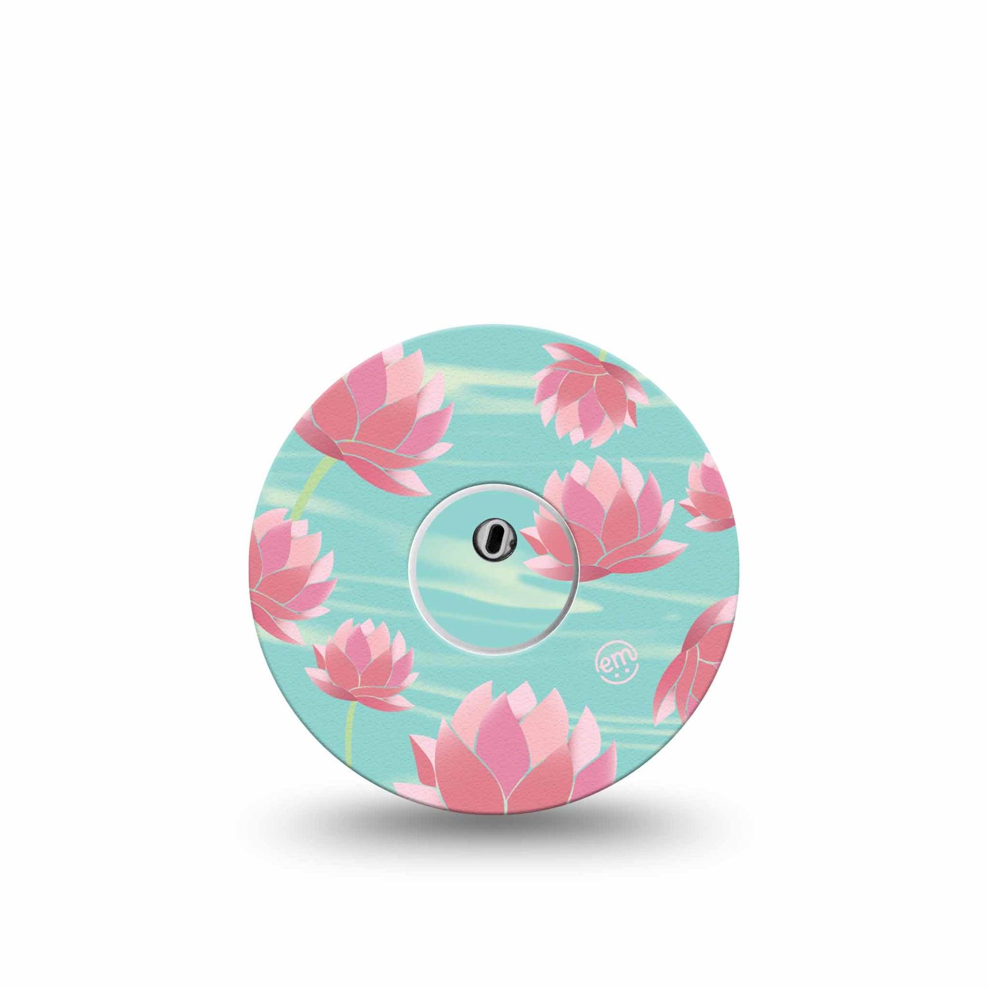 ExpressionMed Meditation Lotus Freestyle Libre 3 and Libre 3 Plus Tape Single Tape and Single Sticker Reflective Lotus, Adhesive Tape Continuous Glucose Monitor Design