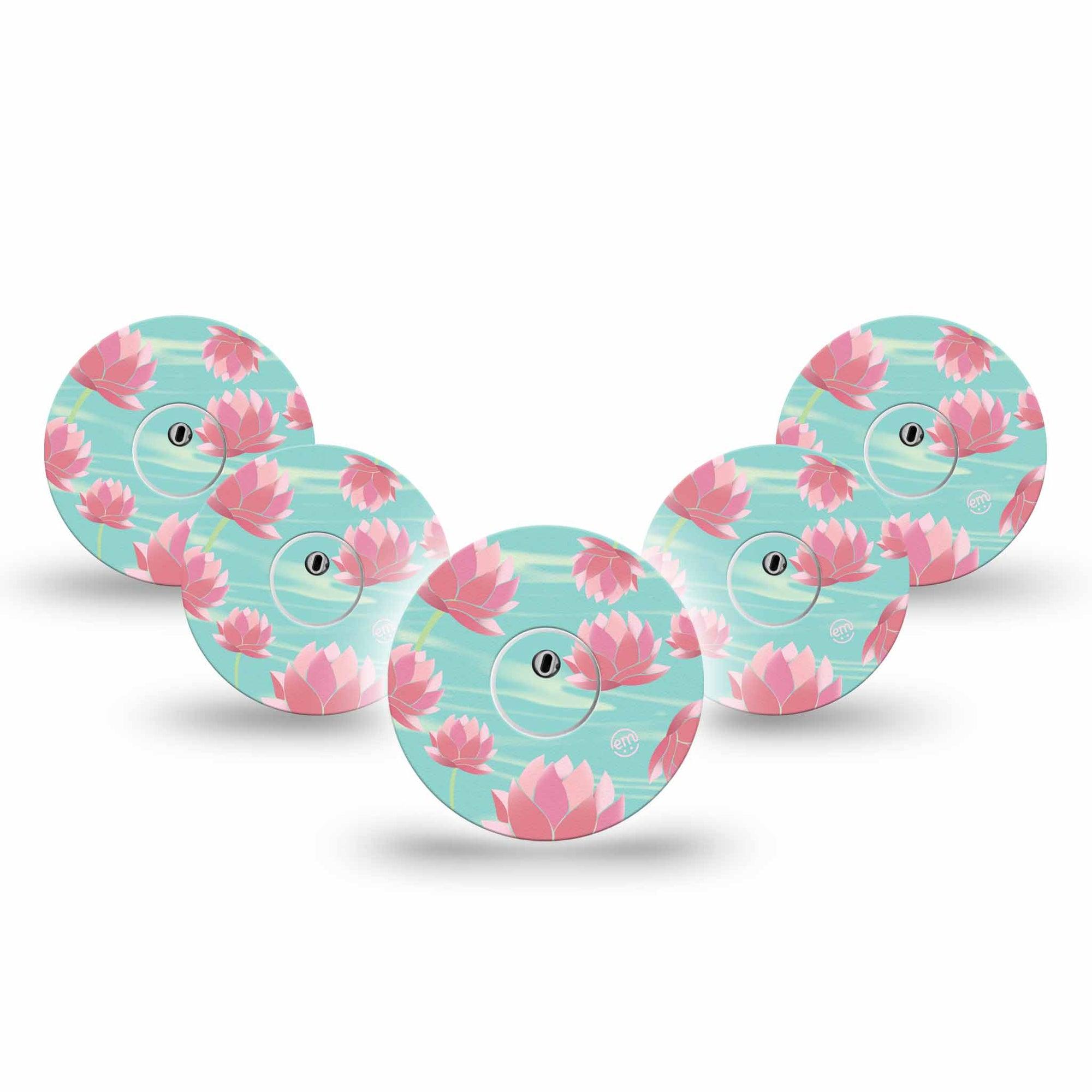 ExpressionMed Meditation Lotus Freestyle Libre 3 and Libre 3 Plus Tape 5-Pack Tape and 5-Pack Sticker Lotus Blossom, Adhesive Tape Continuous Glucose Monitor Design