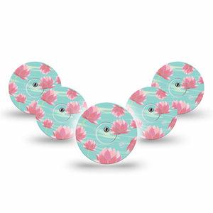 ExpressionMed Meditation Lotus Freestyle Libre 3 and Libre 3 Plus Tape 5-Pack Tape and 5-Pack Sticker Lotus Blossom, Adhesive Tape Continuous Glucose Monitor Design