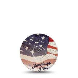 American Pride Libre 3 Transmitter Sticker, Single, US Flag Themed, Libre 3 Vinyl Center Sticker, With Matching Libre 3 Tape, CGM Plaster Patch Design